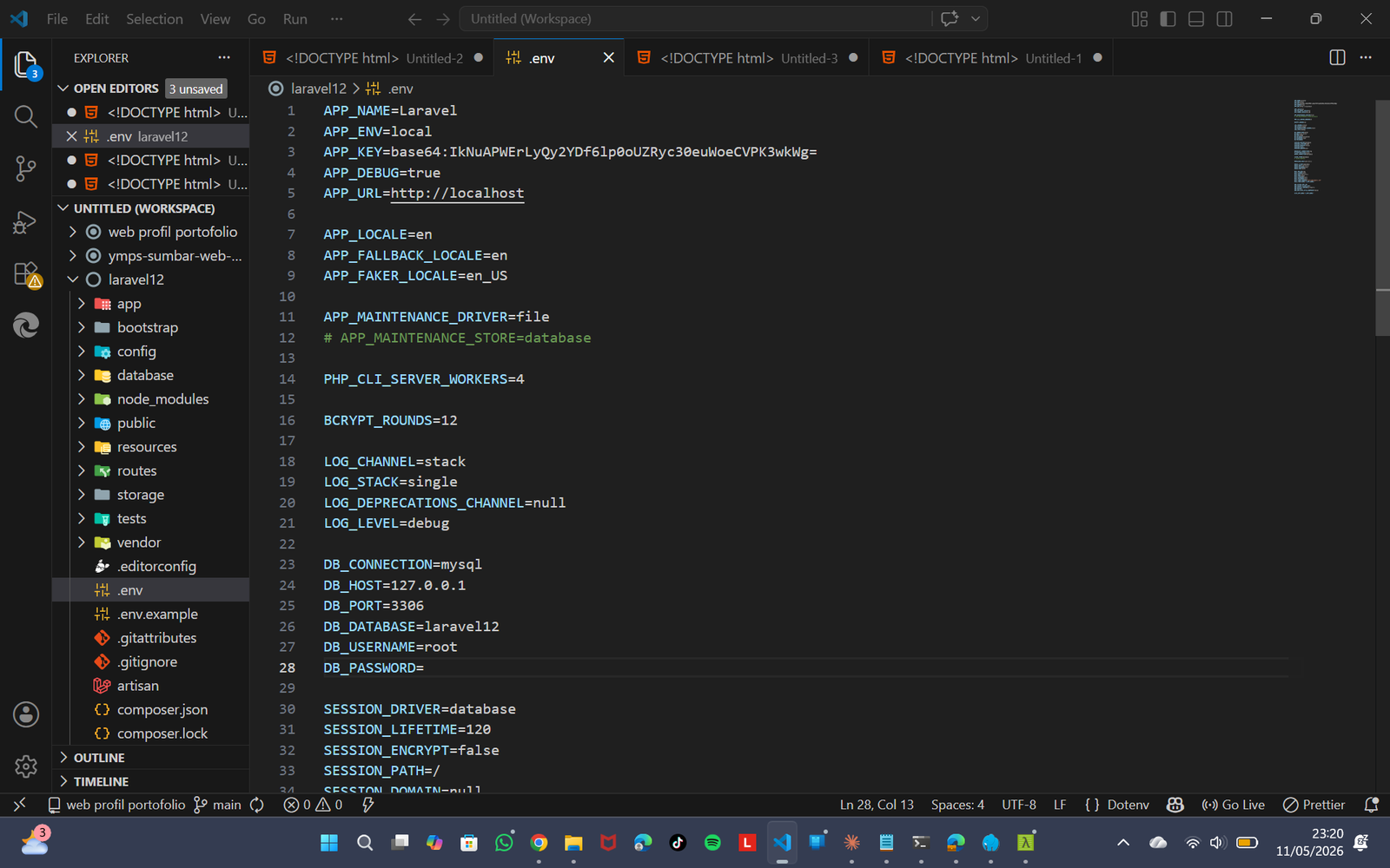 Tampilan project Laravel
